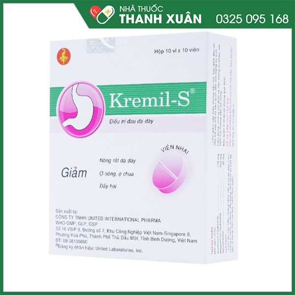 Kremil-S viên nén nhai giảm khó tiêu, đầy hơi, ợ nóng